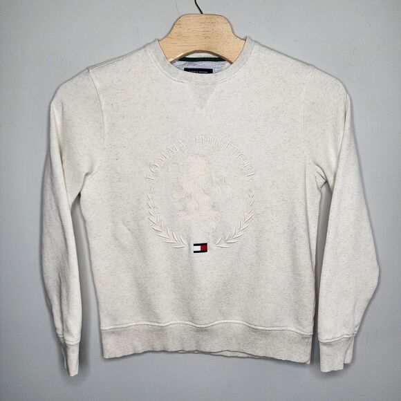 Tommy Hilfiger Men's L Of White Embroidered Graphic Pullover Sweatshirt READ - Picture 2 of 10